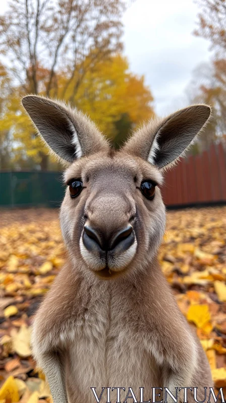 Curious Kangaroo in Autumn