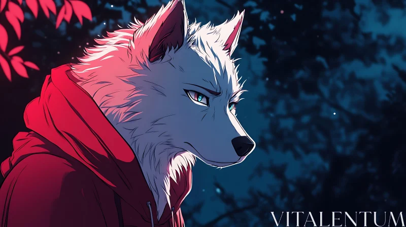 Wolf with a Hoodie Anime Style