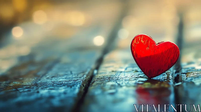 Heart on Wood with Soft Bokeh