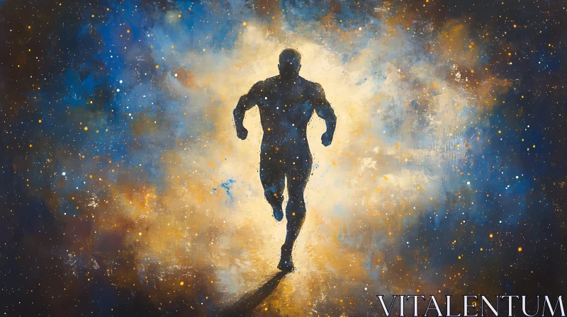 Silhouette Running Through the Universe