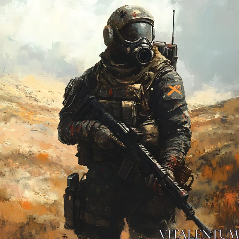 Lone Warrior in a Desert Landscape