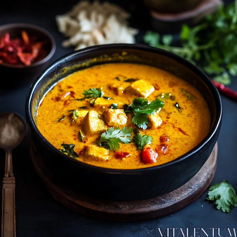 Exquisite Tofu Curry Bowl Presentation AI Image