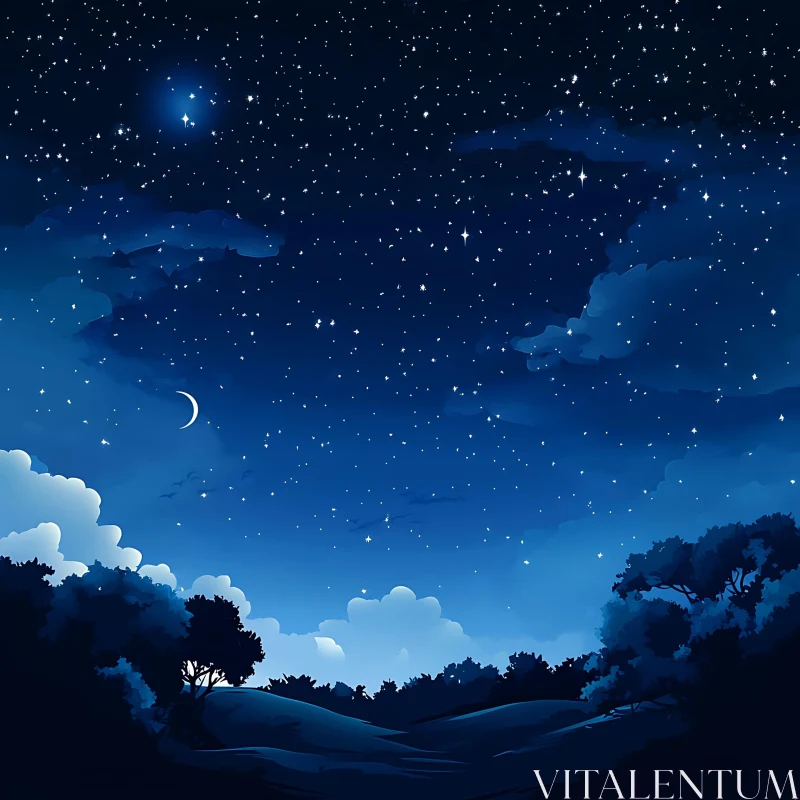 Night Sky Over Rolling Hills