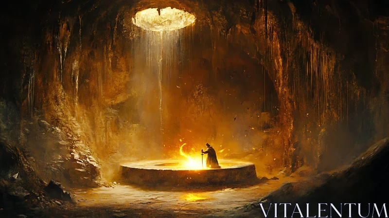 Mystical Fire Ritual in Ancient Cave
