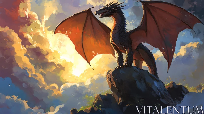 AI ART Fantasy Dragon on Mountain Top