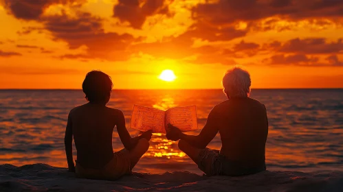 Beach Sunset Book Readers