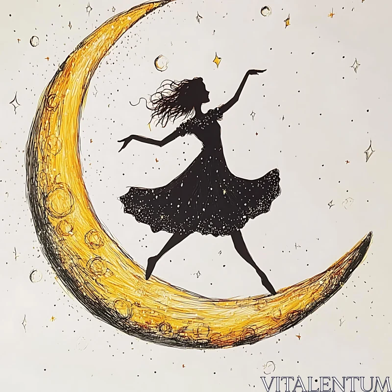 Moonlit Silhouette: A Woman's Dance