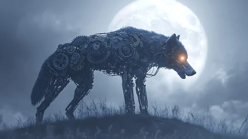 Cyborg Wolf and the Moon