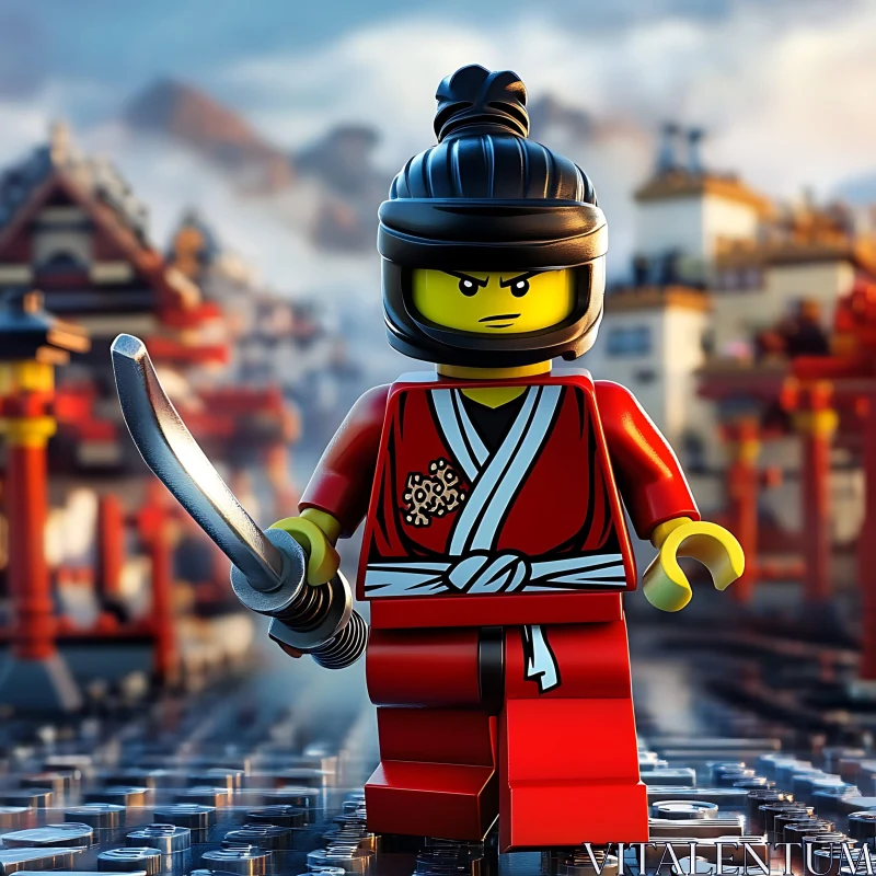 AI ART Lego Toy Ninja with Katana