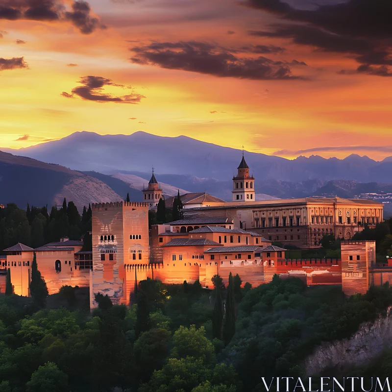 Sunset over Medieval Castle