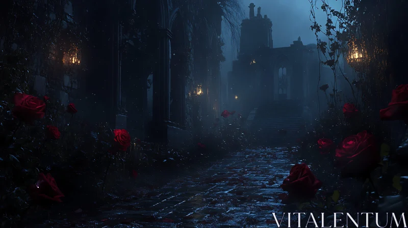 Crimson Roses in the Night