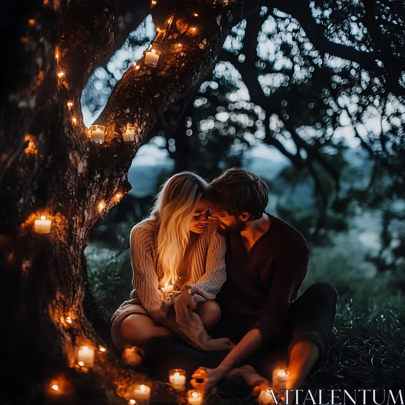 Intimate Moment Under Glowing Lights