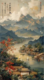 Serene Mountain Lake Asian Art