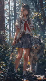 Wolf Girl Protector in the Woods