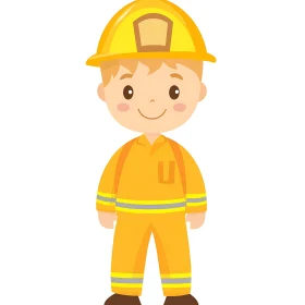 Illustration of a Child Firefighter