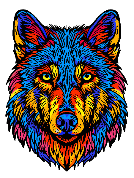 Vivid Wolf Artwork for Apparel