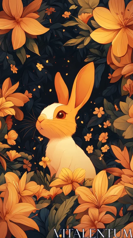Enchanted Rabbit Among Blossoms