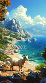 Goat on a Scenic Coastal Path