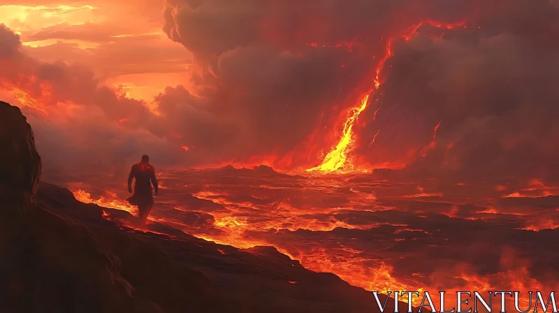 Man Walking Through Lava