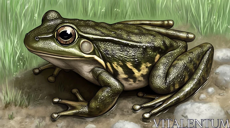 Detailed Frog Illustration in Grass