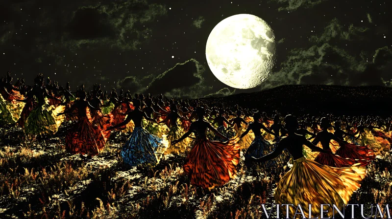 Figures Dancing Under Moonlight