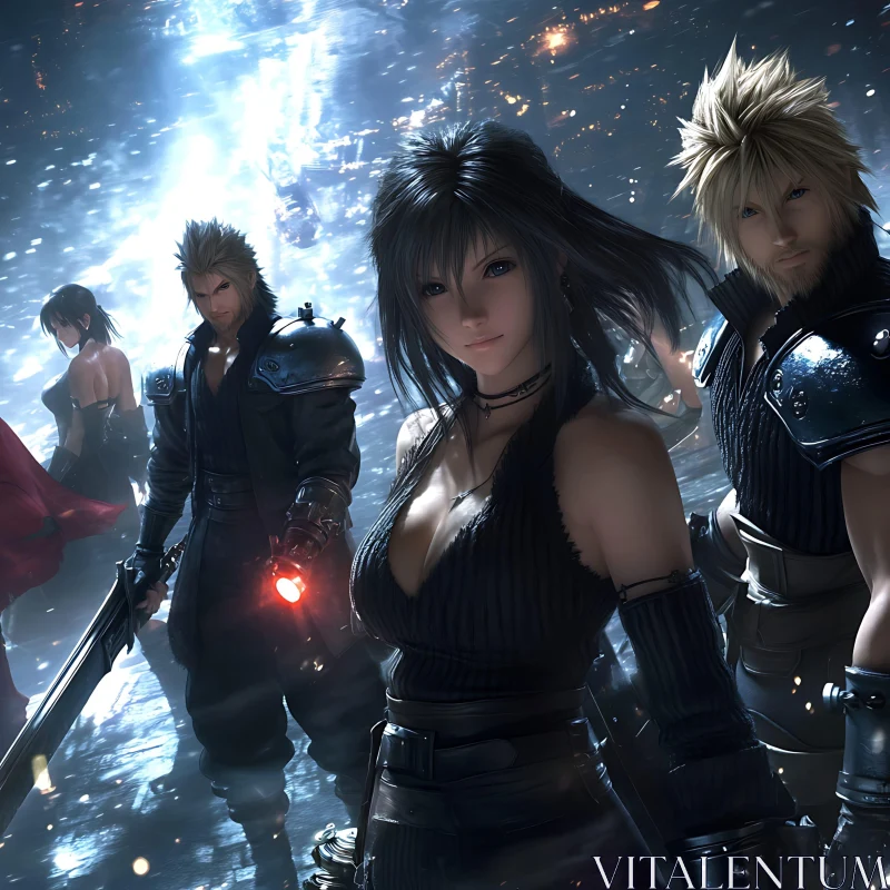 Anime Warriors in Dark Battle Scene