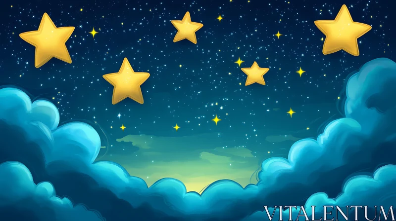 Night Sky with Stars and Clouds