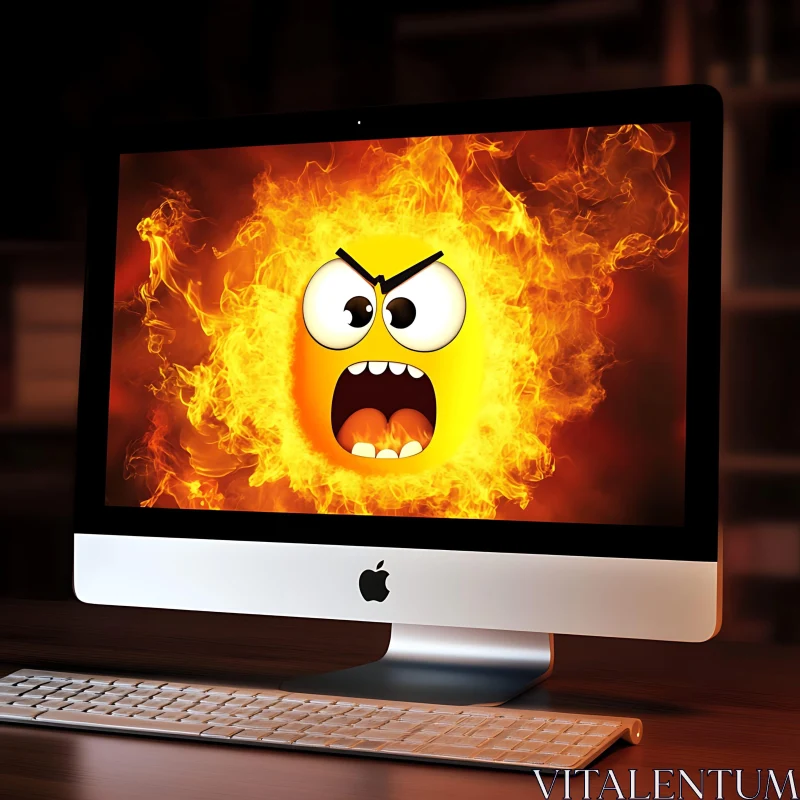 Fiery Angry Emoji on Screen
