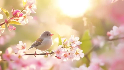 Spring Bird on Flowering Branch