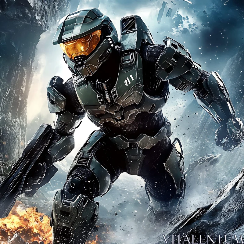 Futuristic Warrior in Action