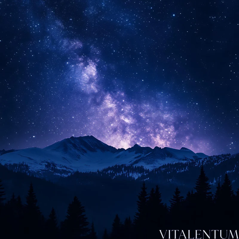 Starry Night Above Mountain Peaks