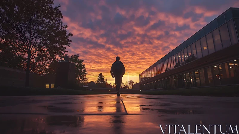 Sunset Silhouette: Walking into the Light