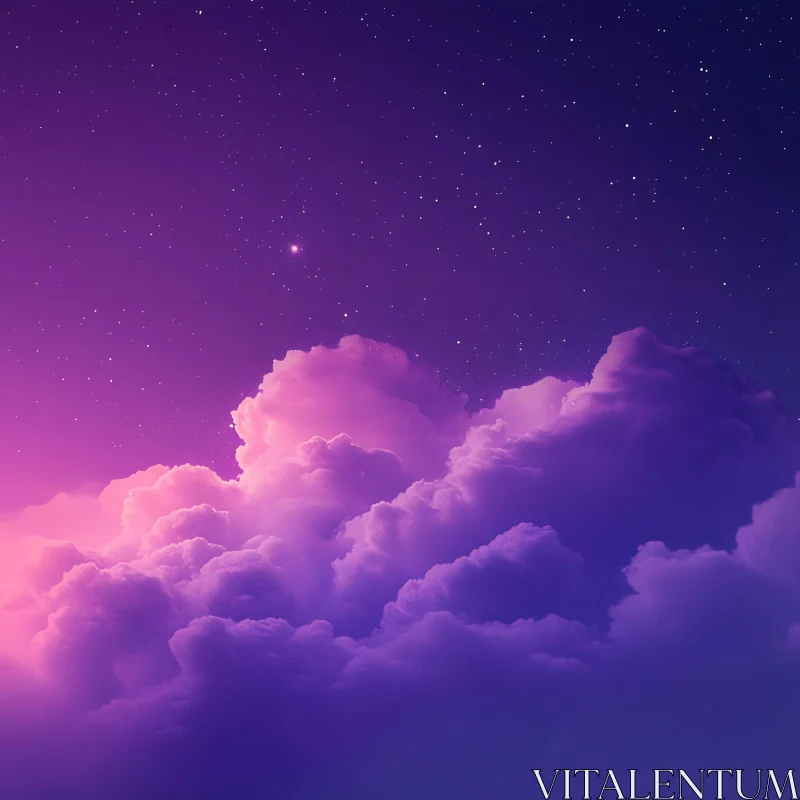 AI ART Dreamy Nightscape of Stars and Clouds