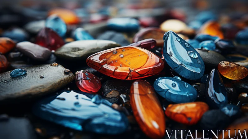 Azure and Amber Stones: A Captivating Display of Nature's Art AI Image