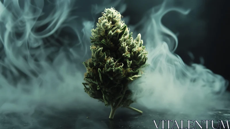 Macro Cannabis Bud with Smoke