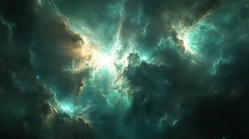 Ethereal Space Nebula: Light and Shadow