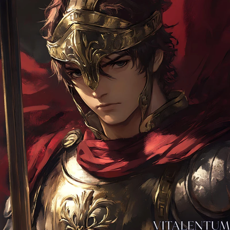 Young Knight with Red Cape Illustration