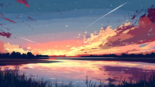 Pastel Sunset Reflection on Calm Lake