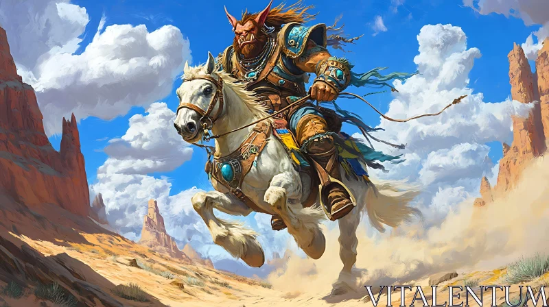 Fantasy Warrior Riding Through Arid Lands