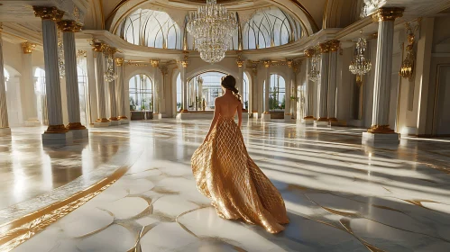 Luxurious Ballroom and Elegant Woman