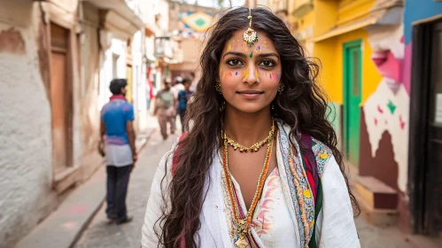 Colorful Portrait of a Woman with Face Paint