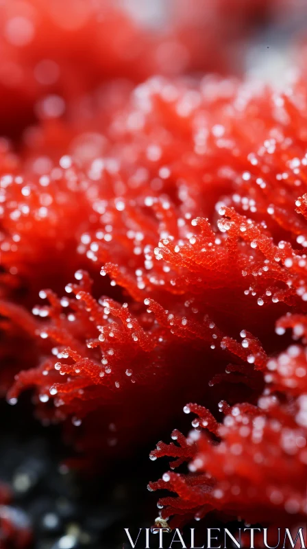 Captivating Close-Up of Red Marine Algae with Water Drops AI Image