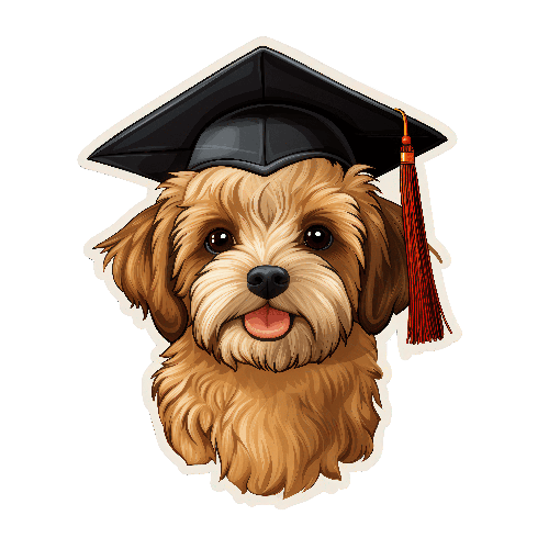 Cartoon Dog in Graduation Cap for T-Shirt Design