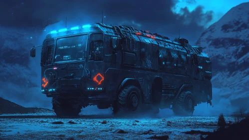 Armored Vehicle in a Moody Landscape