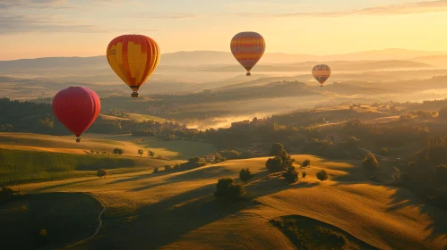 Sunrise Balloon Ride Over Rolling Hills