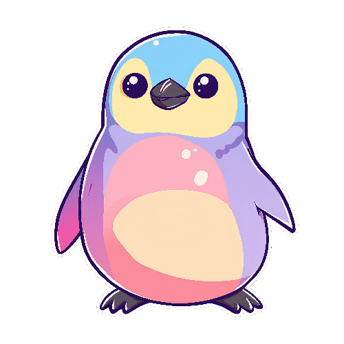 Charming Cartoon Penguin Illustration in Bright Colors