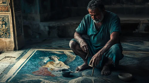Artisan Restoring Ancient Mosaic