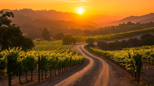 Vineyard at Sunset