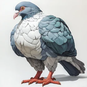 Pigeon with Blue and Gray Feathers