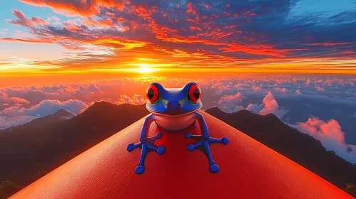 Colorful Frog against Sunset
